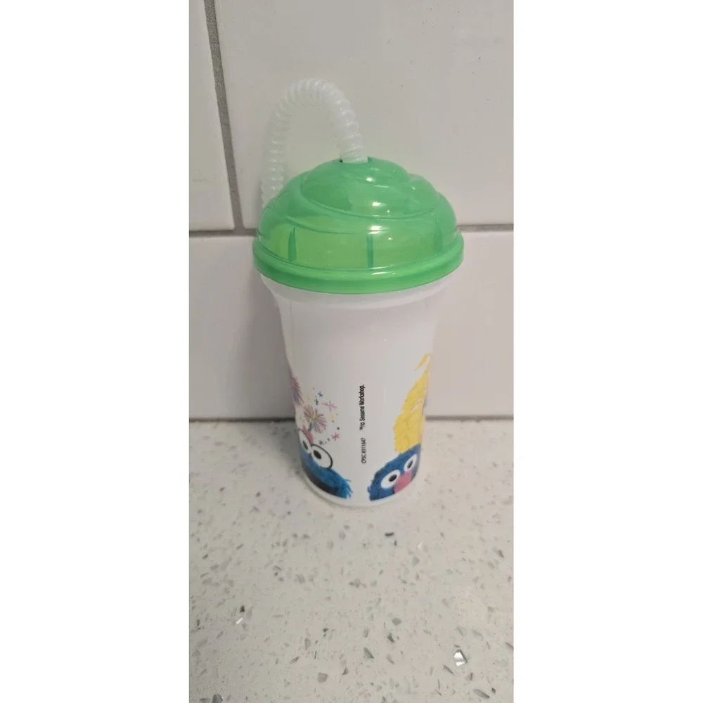 Sesame Place‎ Souvenir Tumbler Kids OS White Green Excellent Elmo Cookie Monster